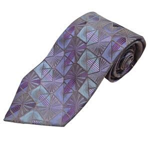 Mens RA-DESIGN Tie Italian Designed and Made All Silk Geometric Pattern Lavender